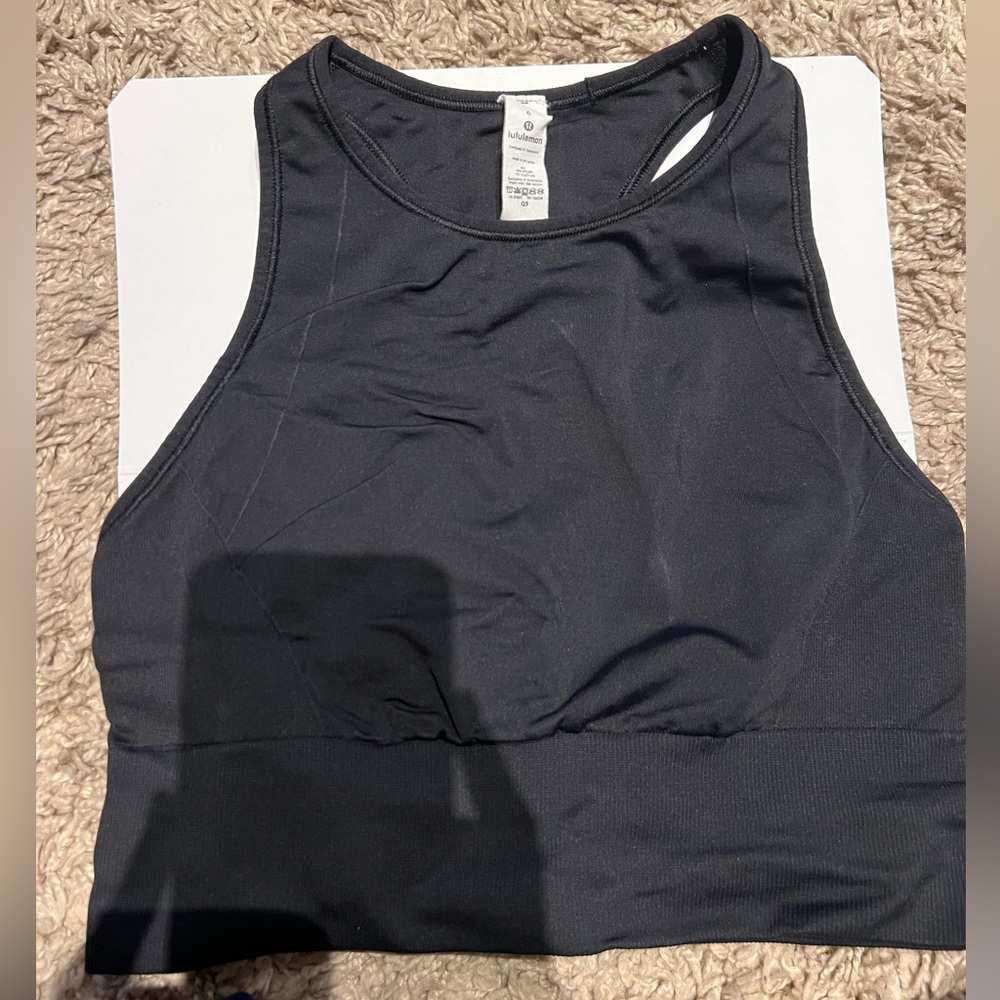 Black size 6 lululemon high neck sports bra